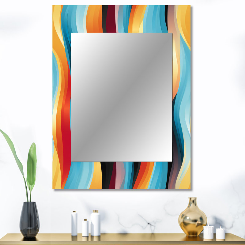 Delainie Popart Striped Rainbow Rhythm - striped  Decorative Wall Mirror, Modern Mirror, Printed Metal Art, 40" x 30"