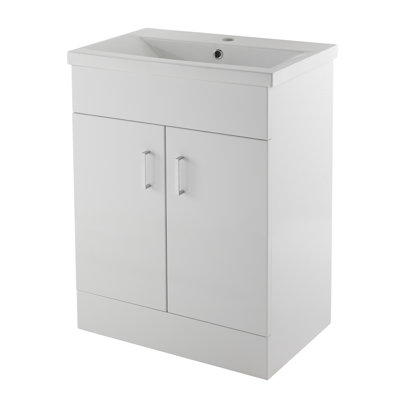 Freestanding Single Vanity with Integrated Basin