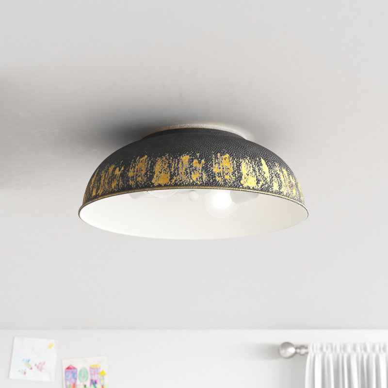 Chingford Steel Flush Mount, Antique Black Iron