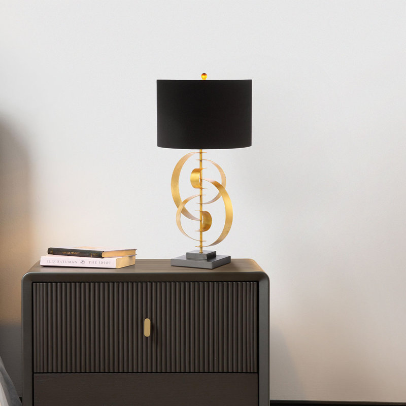 Ayonah Gold Metal Living Room Table Lamp, Bedside Buffet Lamp for Bedroom