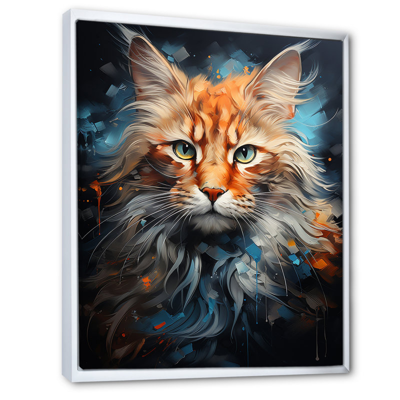 «Maine Coon Majesty Cat», reproduction d'art sur toile, H 40 po x l 30 po x P 1,5 po, Cadre flottant blanc