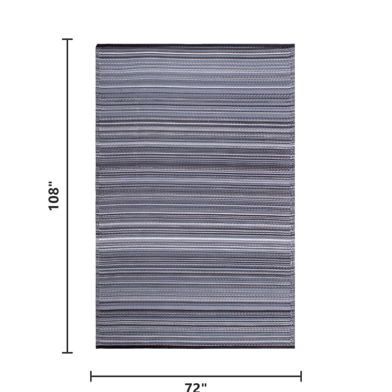 Tapis d'extérieur imperméable en plastique Amyree, Cancun - minuit, Rectangle 6 pi x 9 pi