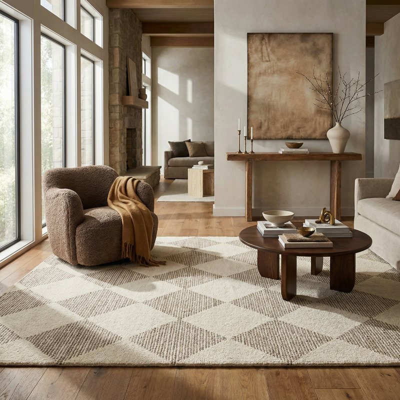 Tapis d'intérieur / beige à motif géométrique beige / brun à motif géométrique de 5 pi x 8 pi (5 pi 3 po x 7 pi 7 po) Branch Branch