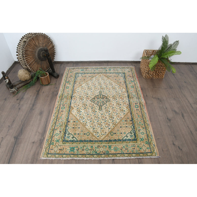 Tapis décoratif en laine beige 42,1 x 58,3 pouces, exquis Home Decor