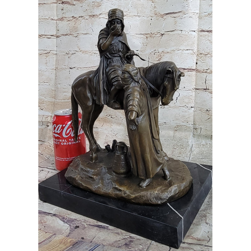Statue d'un homme arabe à cheval en bronze à cheval par Dubucand