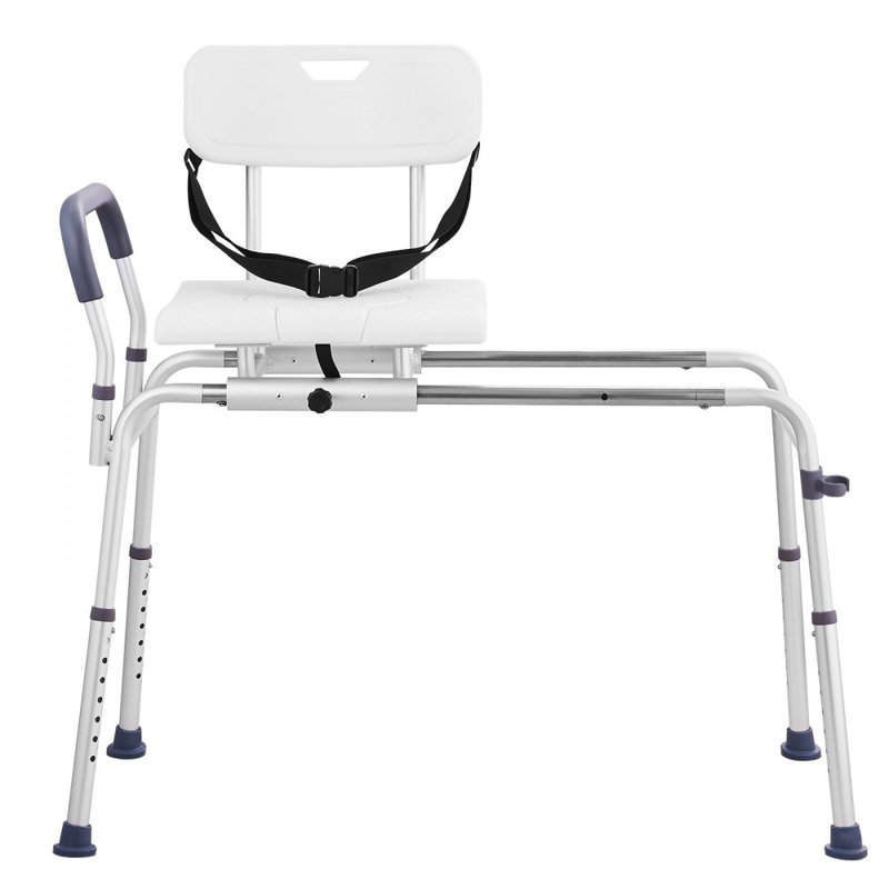 Sliding Tub Transfer Bench Shower Chair & Cut-Out Seat Reversible Backrest