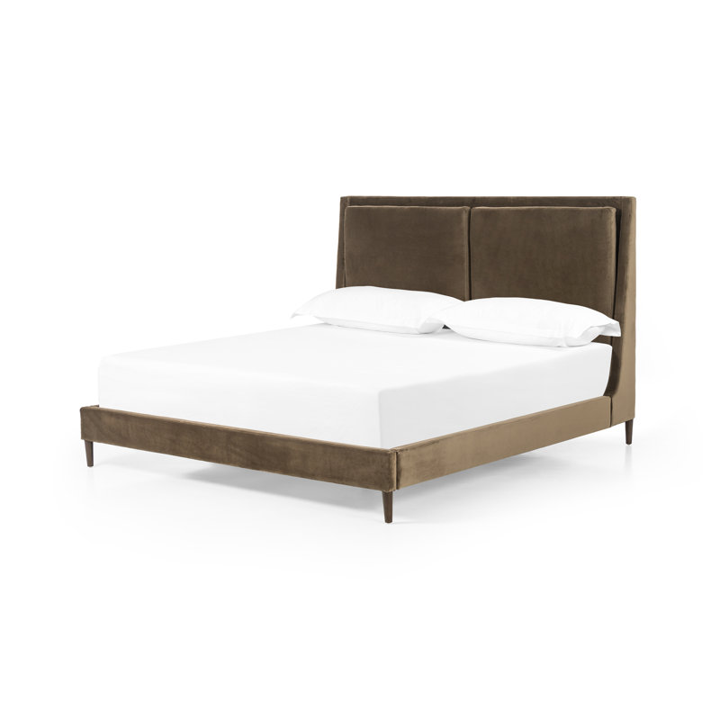 Potter Upholstered Wingback Bed, King, Surrey Olive