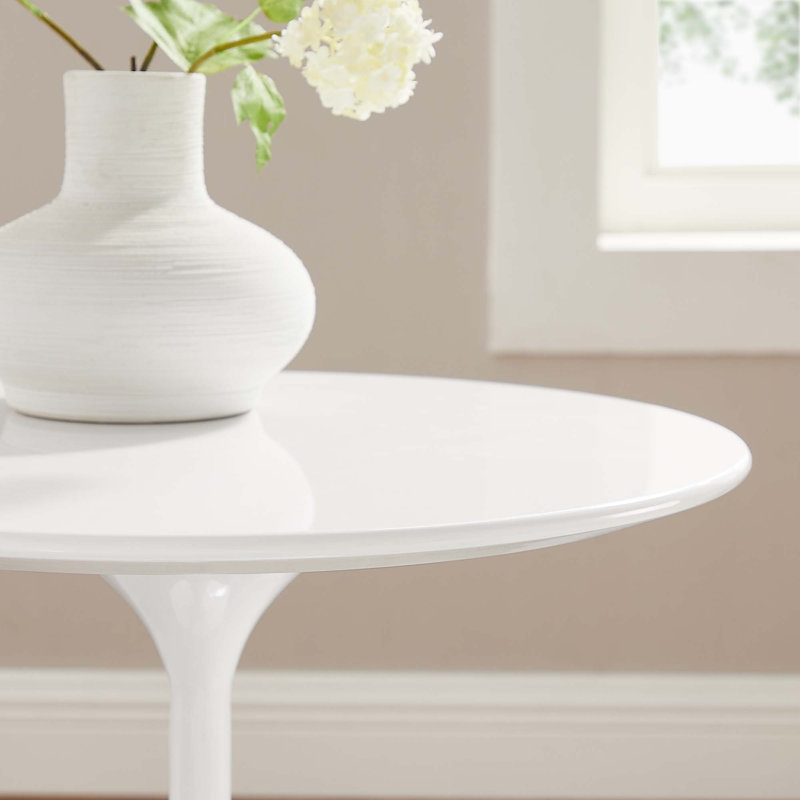 Table d'appoint ronde Modway Lippa, Blanc, Blanc