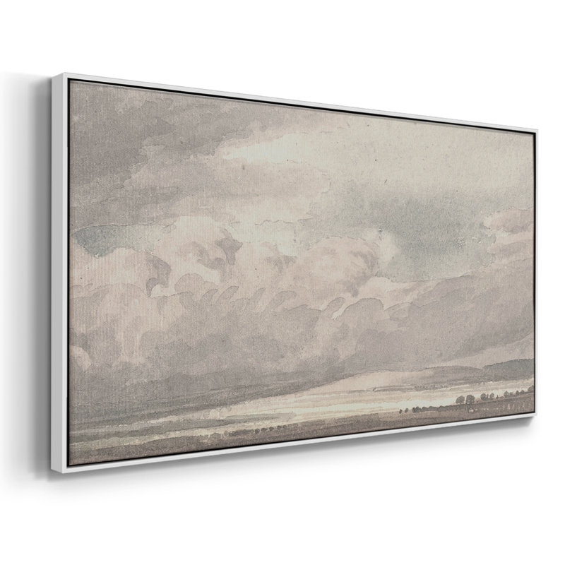 Paysage, série CC CC-XXVII, toile tendue avec cadre, prête à être accrochée, H 21 po x l 41 po, Blanc