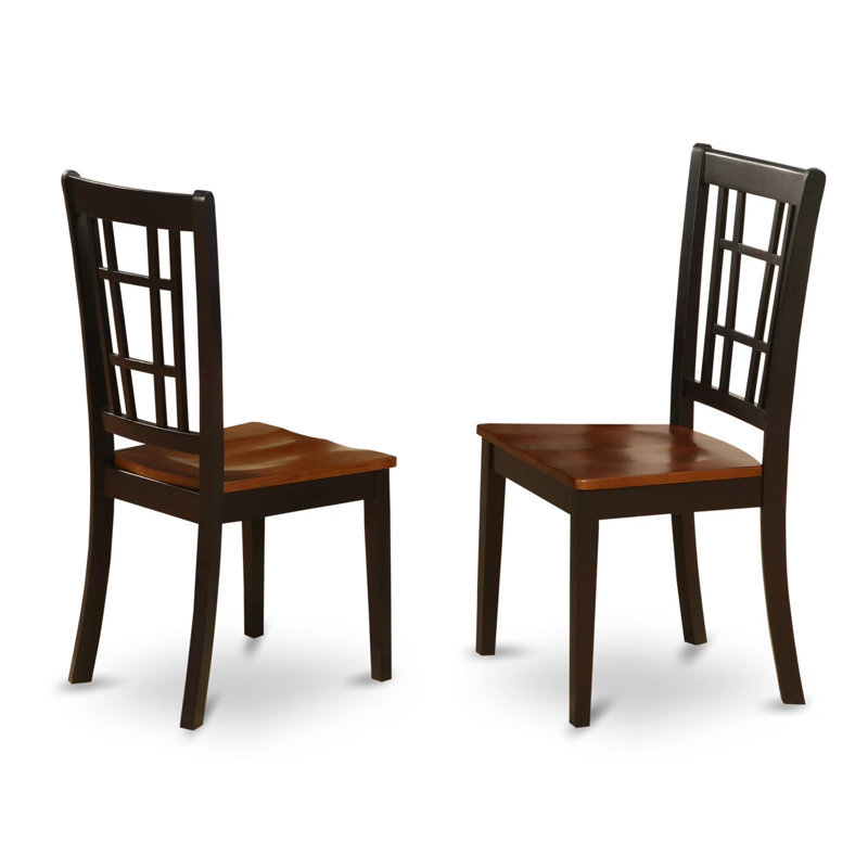 Stefanski Dining Chairs - Stylish Back Solid Wood Seat Chairs, Set of 2, Black & Cherry, Black & Cherry, Wooden