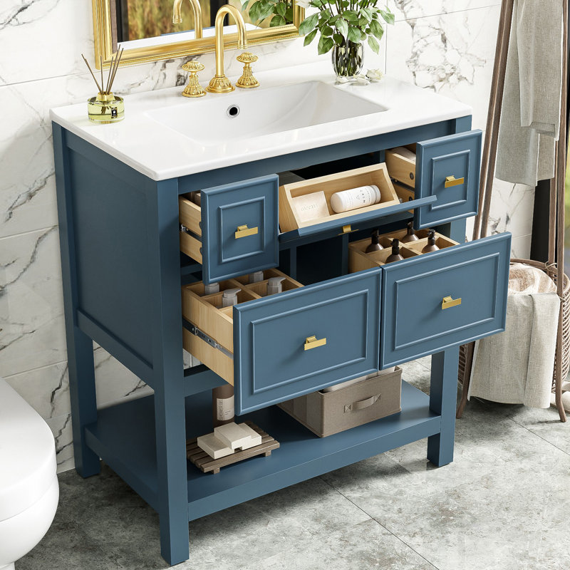 Ensemble de meuble-lavabo simple 30 po, Bleu