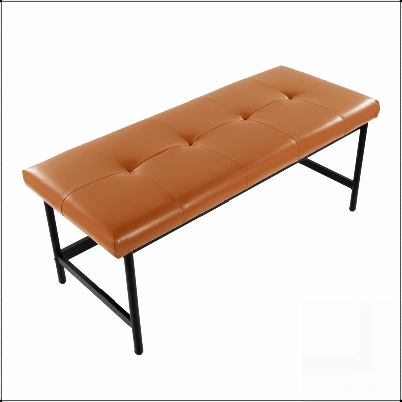 Banc en métal noir et similicuir, Chameau