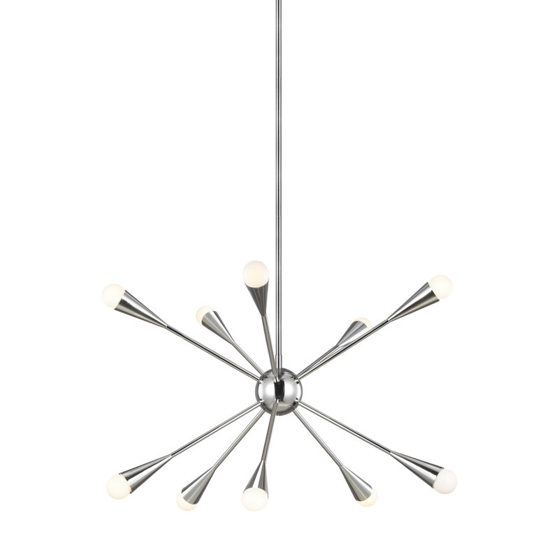 Lustre sphérique spoutnik 10 lumières Addley, Nickel poli, 10 Lights