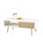42.51" Coffee Table With Solid Wood Legs, White, For Living Area Function Woven Door, White