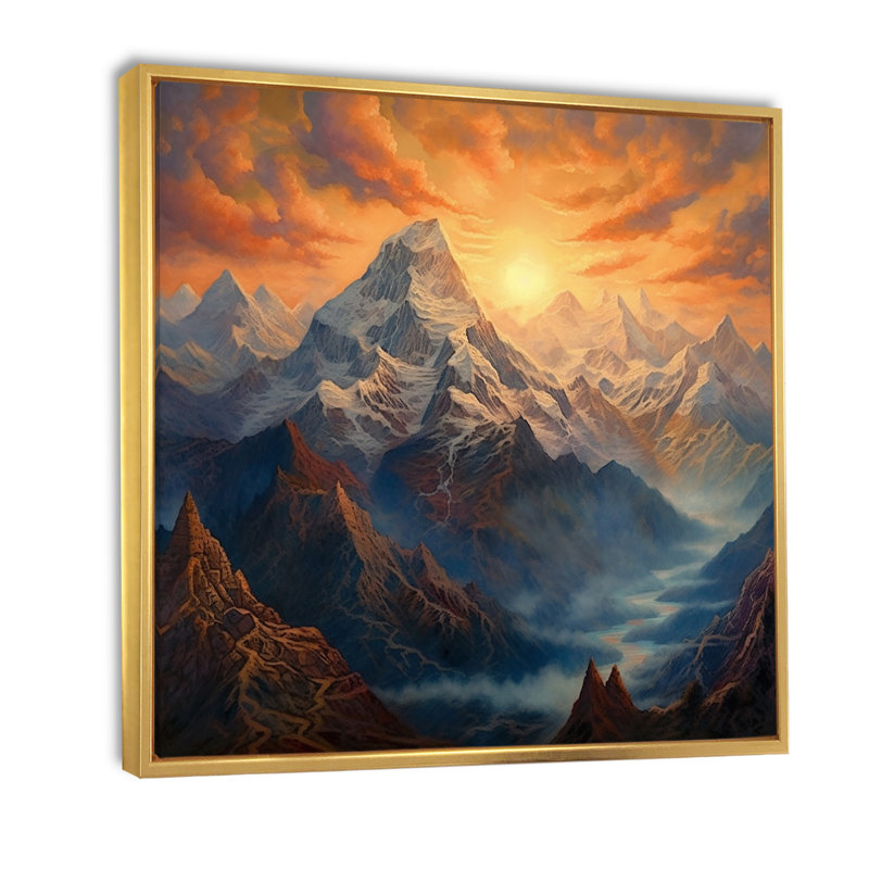 Mystical Glorious Mountain, Cadre flottant doré, H 24 po x l 24 po