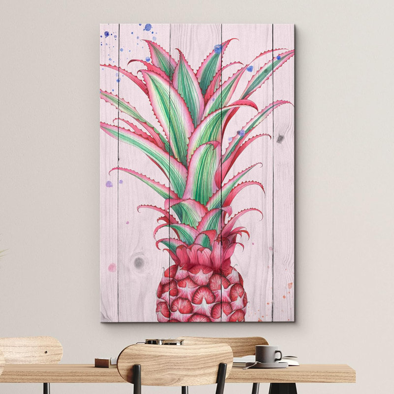 Ananas néon rétro en bois pour cuisine, H 36 po x l 24 po x P 1,5 po