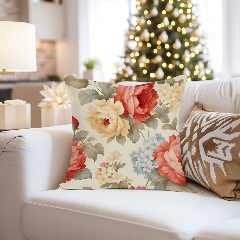 Floral Pillow Cover, 20"H x 20"W