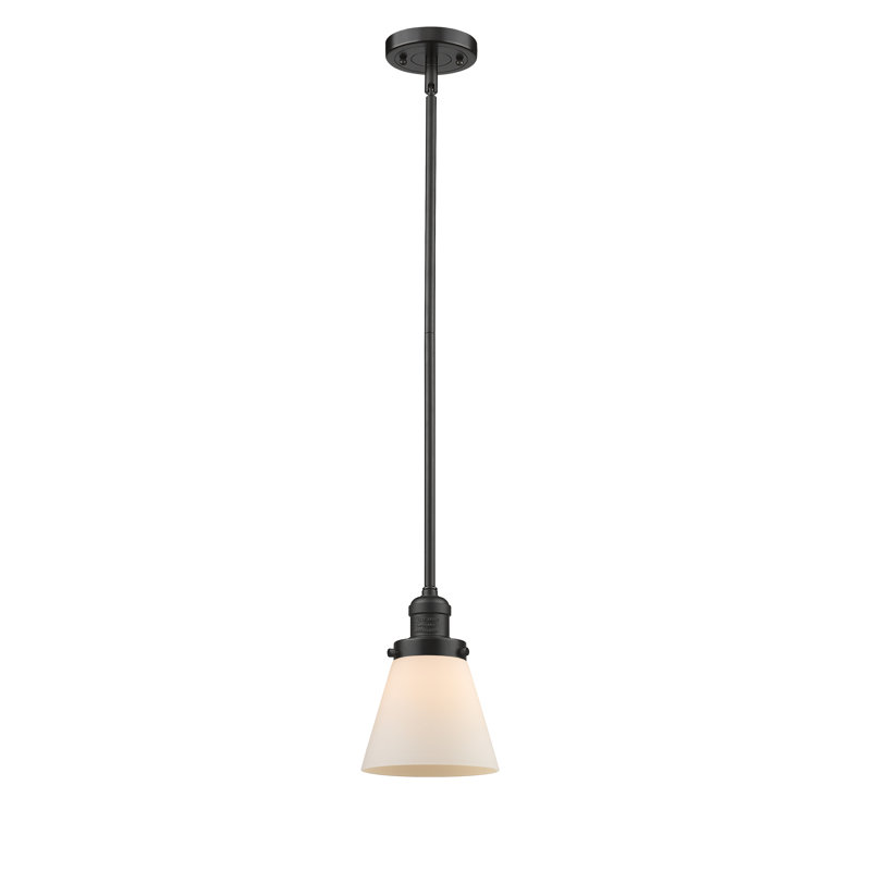 Luminaire suspendu conique à 1 lumière Milardo, Bronze huilé, Boîtier blanc mat, H 10 pi x l 8 po x P 8 po