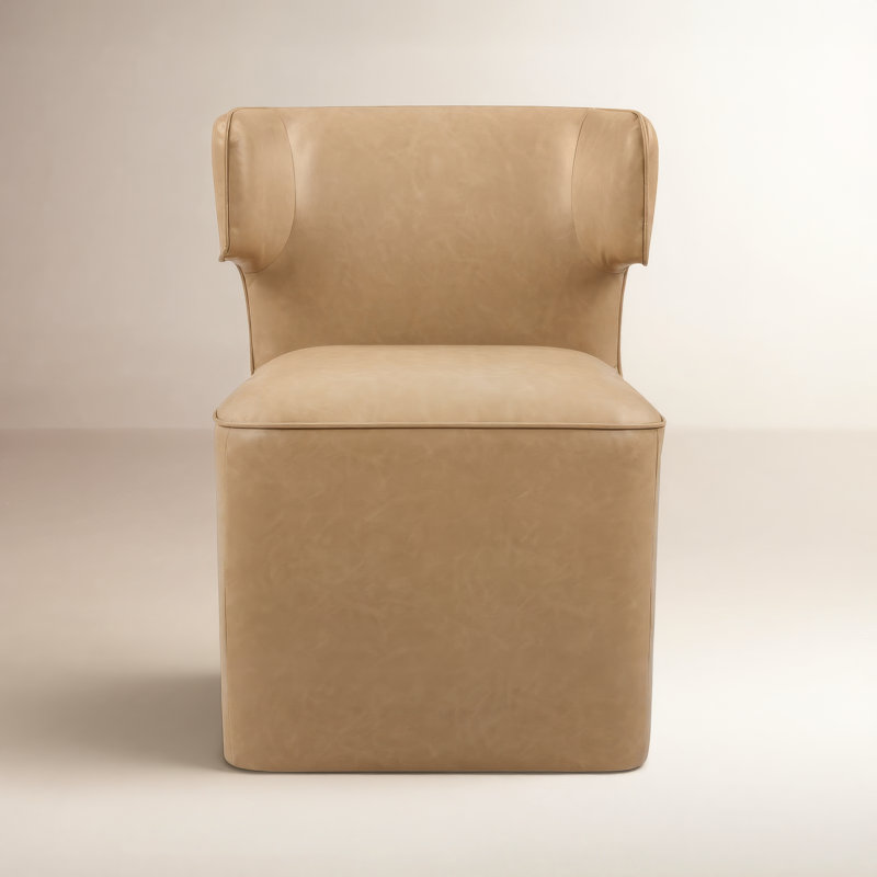 Sardinia Vegan Leather Dining Chair With Casters, Copley Brown Performance