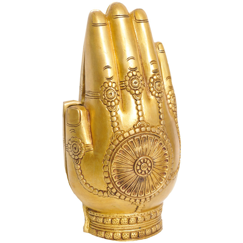 Paire de statues en laiton faites à la main Radha Krishna - mains pliées de 8 pouces pour des décorations spirituelles, des autels et des espaces de bien-être inspirés de l'amour