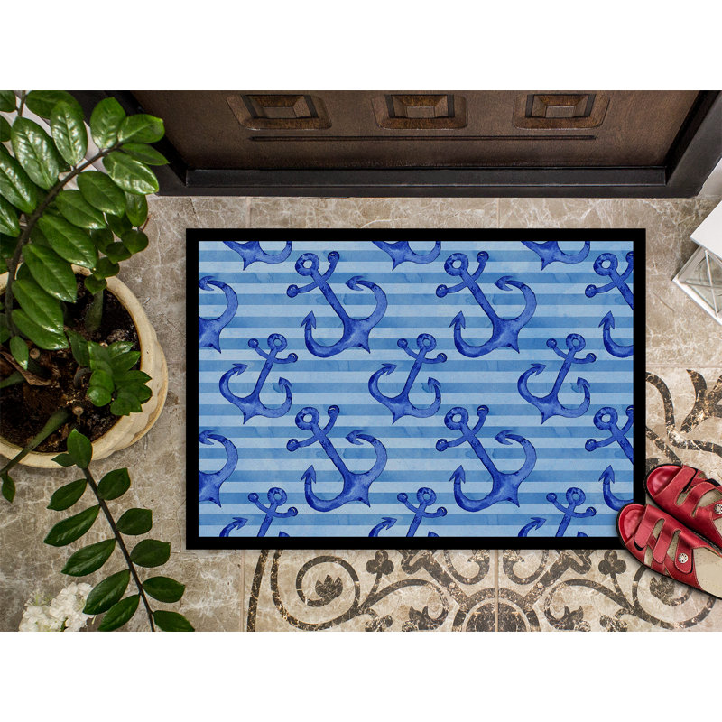 Tapis d’extérieur anti-dérapant à ancrages aquarelle, Rectangulaire : 18 po x 27 po