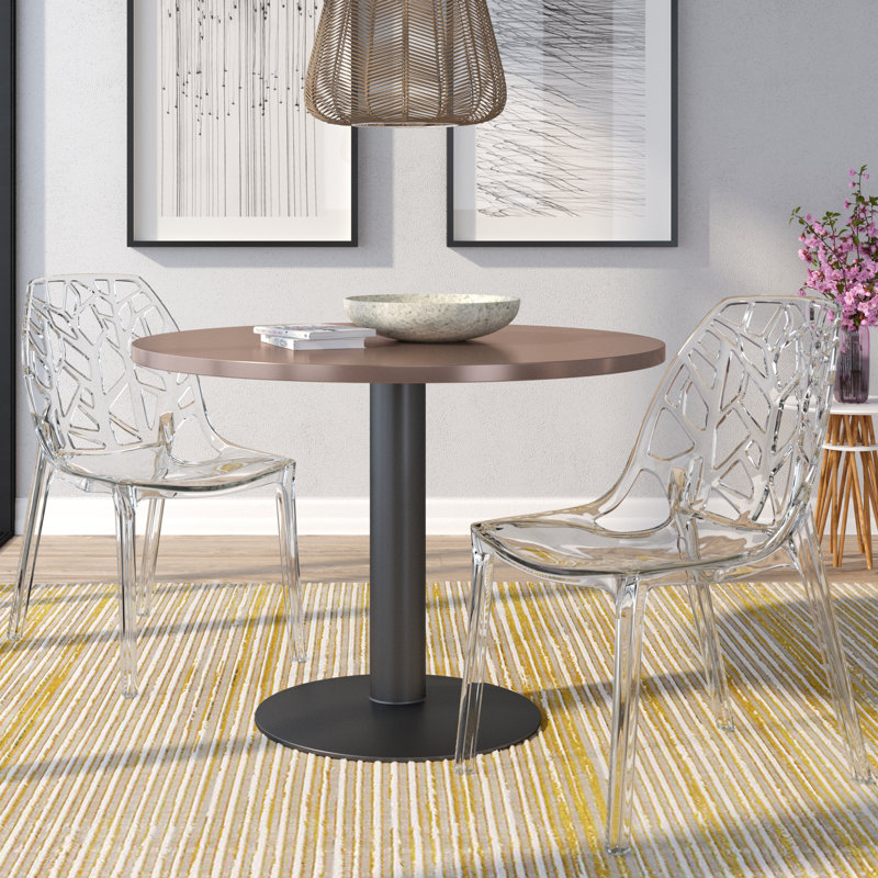 Chaise de salle à manger empilable légère pour l'intérieur et l'extérieur Edgington, Transparent clair, Ensemble de 2