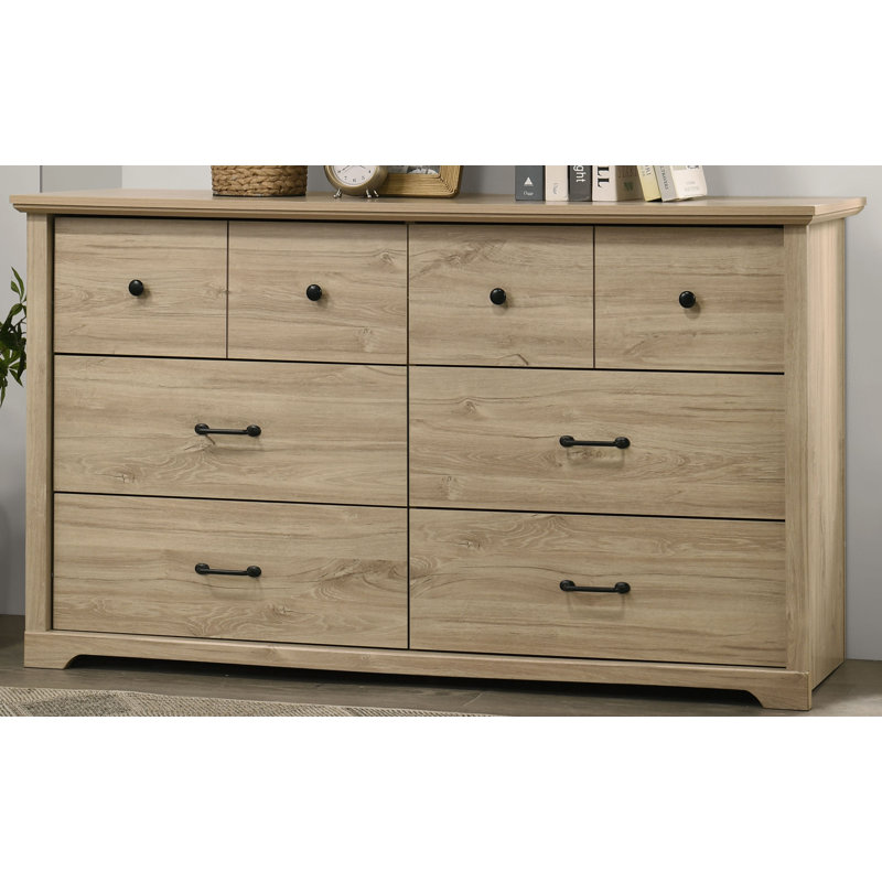 Commode à tiroirs et commode avec poignées, Chêne clair