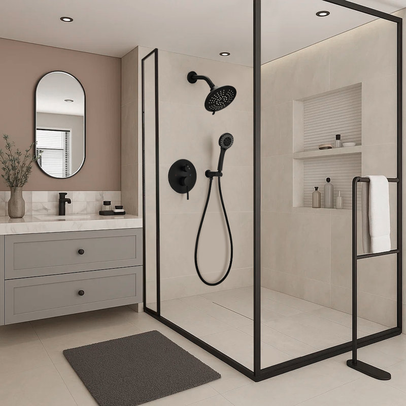 Wall Mounted 5 Spray Dual Shower Head And Handheld Shower