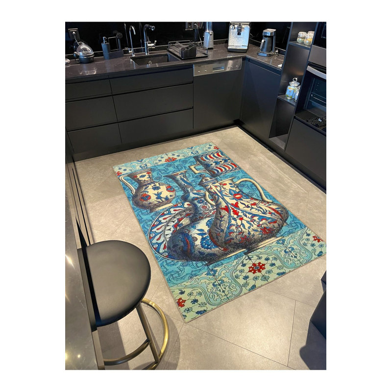 Tapis tissé à base de tuiles et tapis lavable, Rectangle 5 pi 1 po x 7 pi 7 po