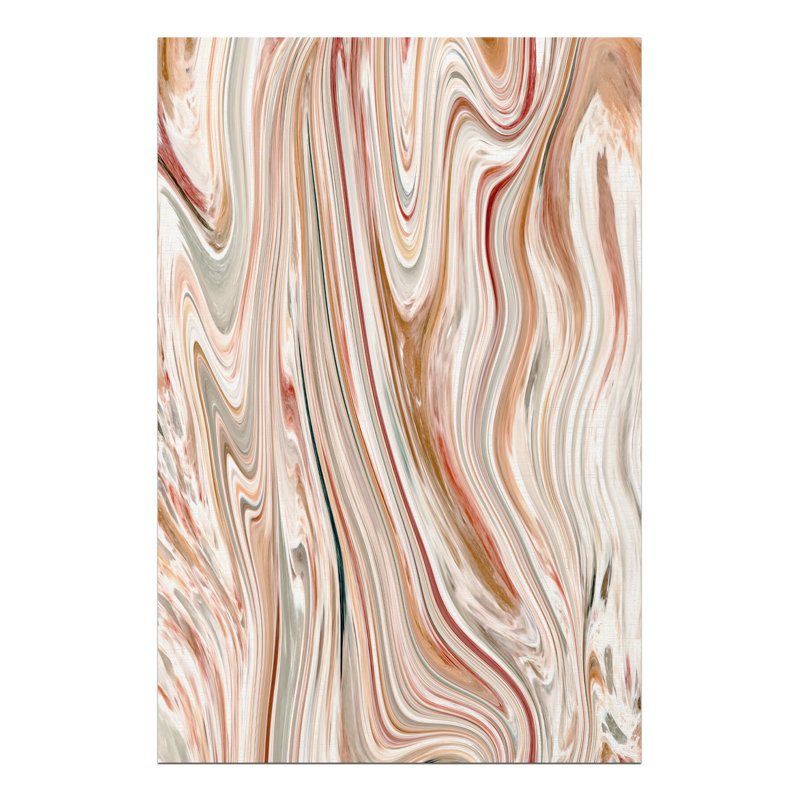 Tapis tissé à motif abstrait marbré, Rectangle 3 pi 3,37 po x 4 pi 11,06 po