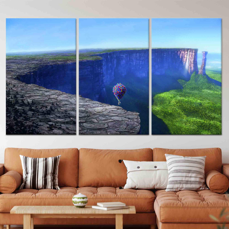 Impression sur toile, paysage abstrait pour chambre d'enfant, toile tendue 3P, 47,2 po H x 70,9 po l