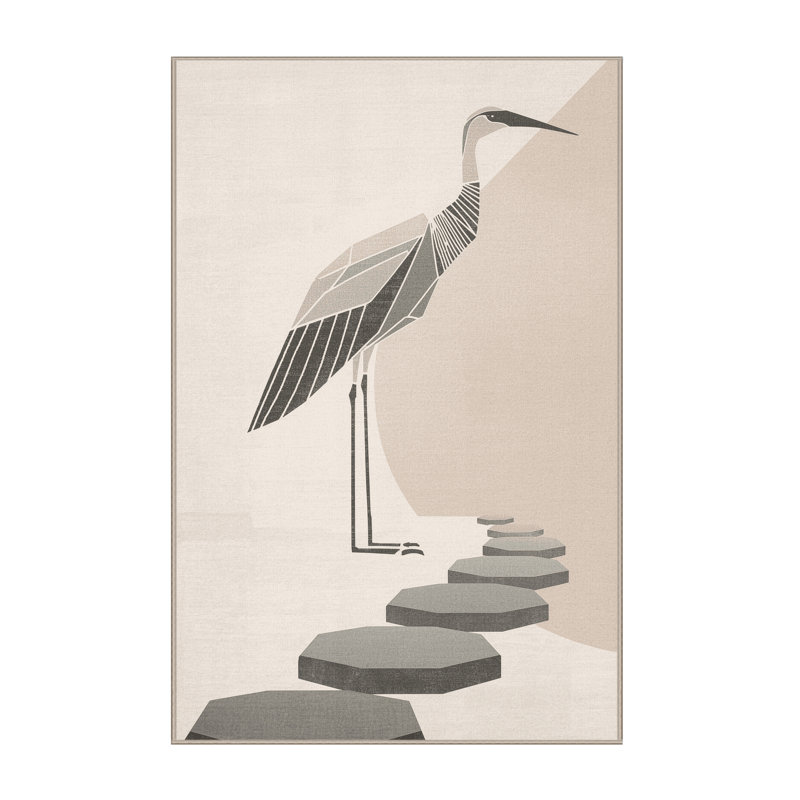 Tapis géométrique beige lavable à la machine Ozgur Crane Heron, 2 pi x 3 pi
