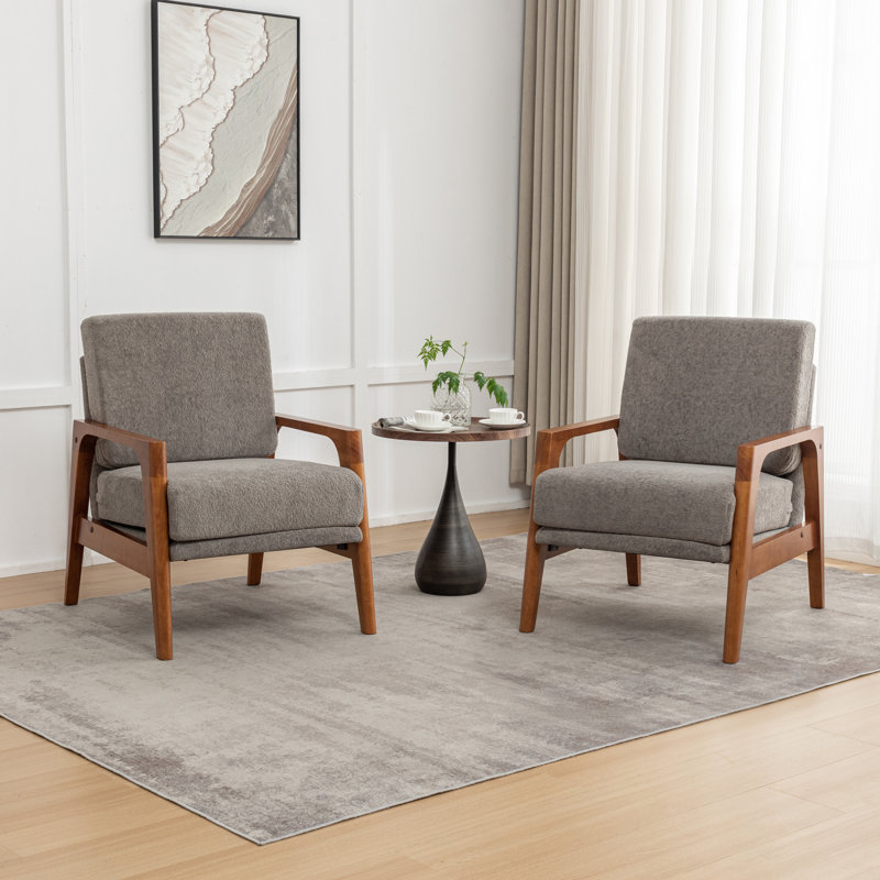 Luberisse 25'' Wide Upholstered Polyester Armchair, Gray Polyester