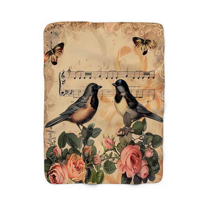 Birdsong Calligraphy - 1 pièce Sherpa Premium, Grand lit