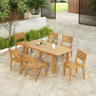 Ilars Outdoor Acacia 7-Piece Dining Set