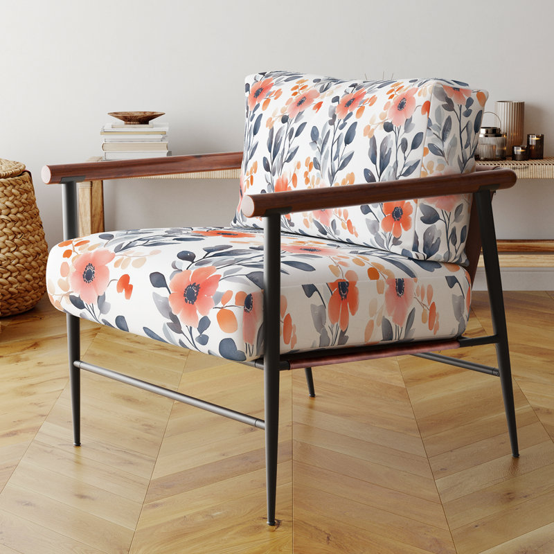 Chaise d'appoint rayée - Fauteuil rose Bloom Line of coquelicots