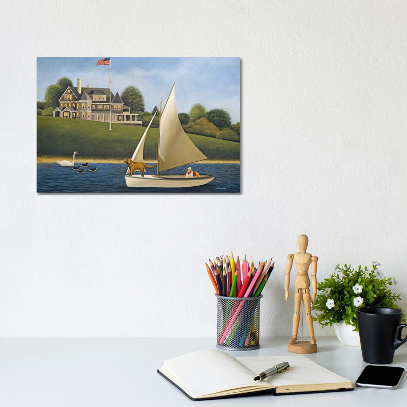 Sailing With Dog by Lowell Herrero - Wrapped Canvas Painting, 20.32 cm H x 30.48 cm W