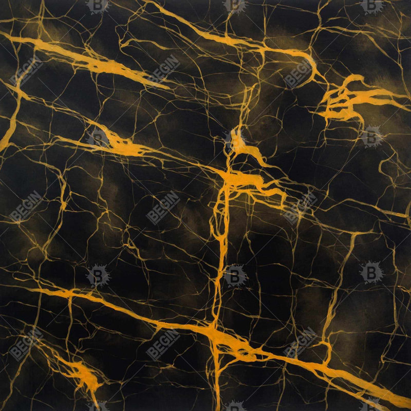 Abstract Yellow Canvas | Black and Gold Marble Texture Decor