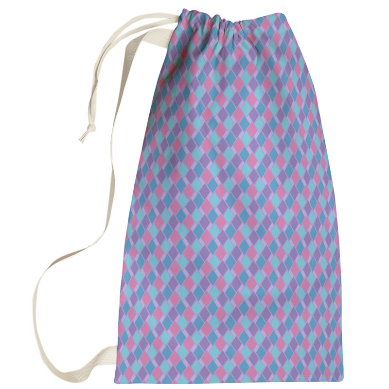 Leffel Fabric Laundry Bag with Handles, Large (76.5" H x 29.5" W x 1.5" D), Purple/Blue