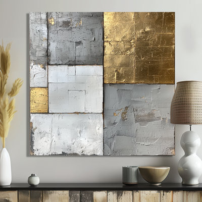 «Oberdorf» géométrique or et gris forme pure IV - art géométrique abstrait