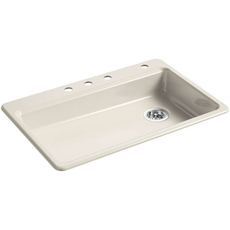 Riverby 33" L x 22" W Top Mount Single Bowl Kitchen Sink, Cane Sugar