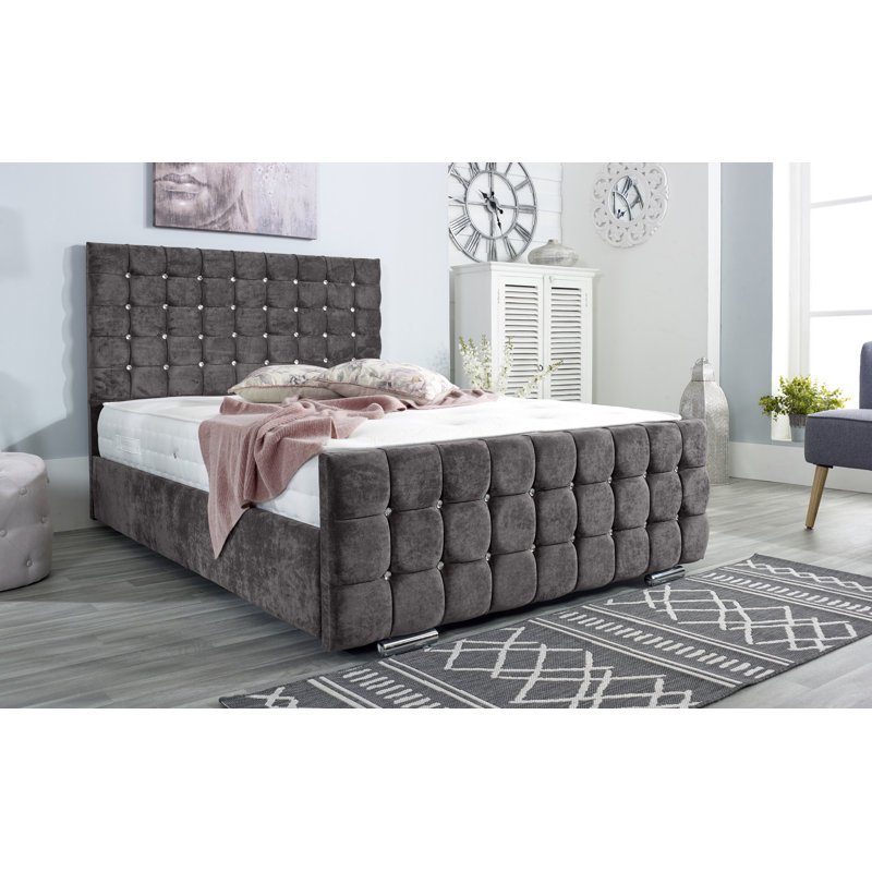 Woodring Upholstered Bed Frame, Small Double (4'), Slate Grey