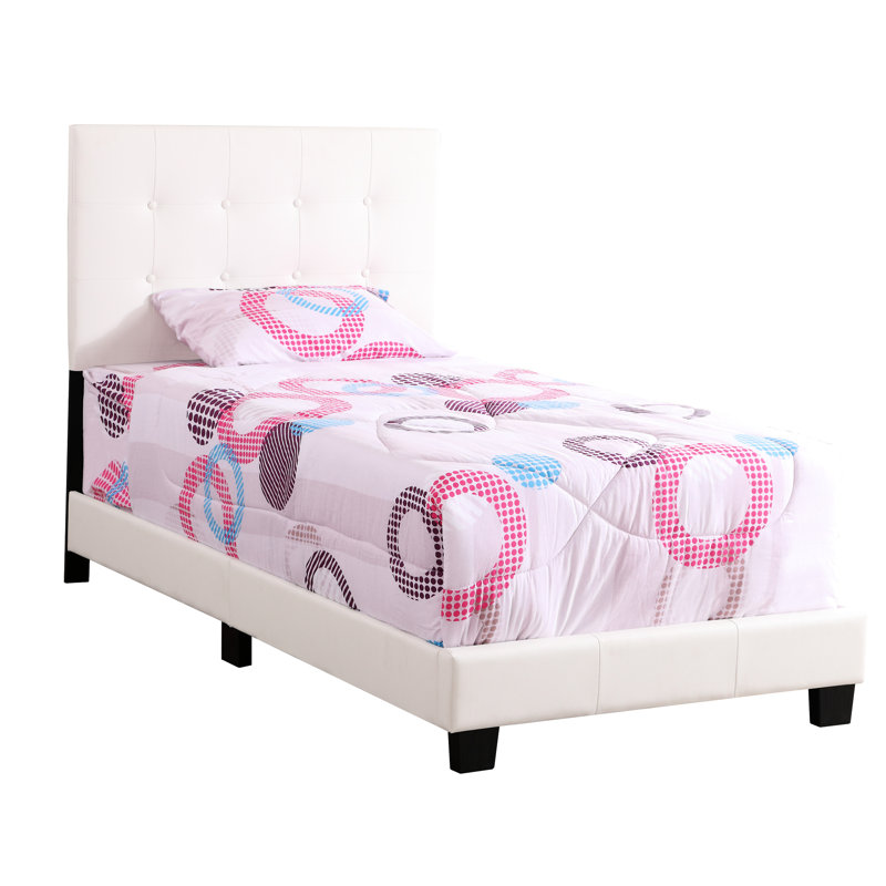 Lit simple avec revêtement blanc et rembourrage en mousse - G1305 rembourré par Glory