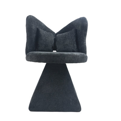 Upholstered Accent Chair, Swivel Vanity Stool With Butterfly back, Chenille Fabric Make-up Chair