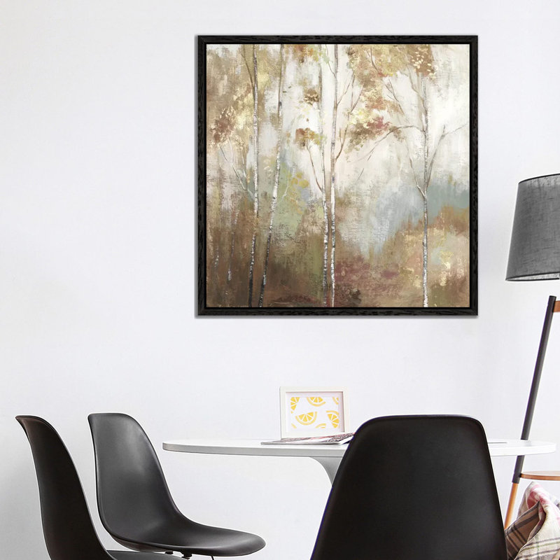 Fine Birch II by Allison Pearce - Painting on Canvas, 93.98 cm H x 93.98 cm W, Black Framed