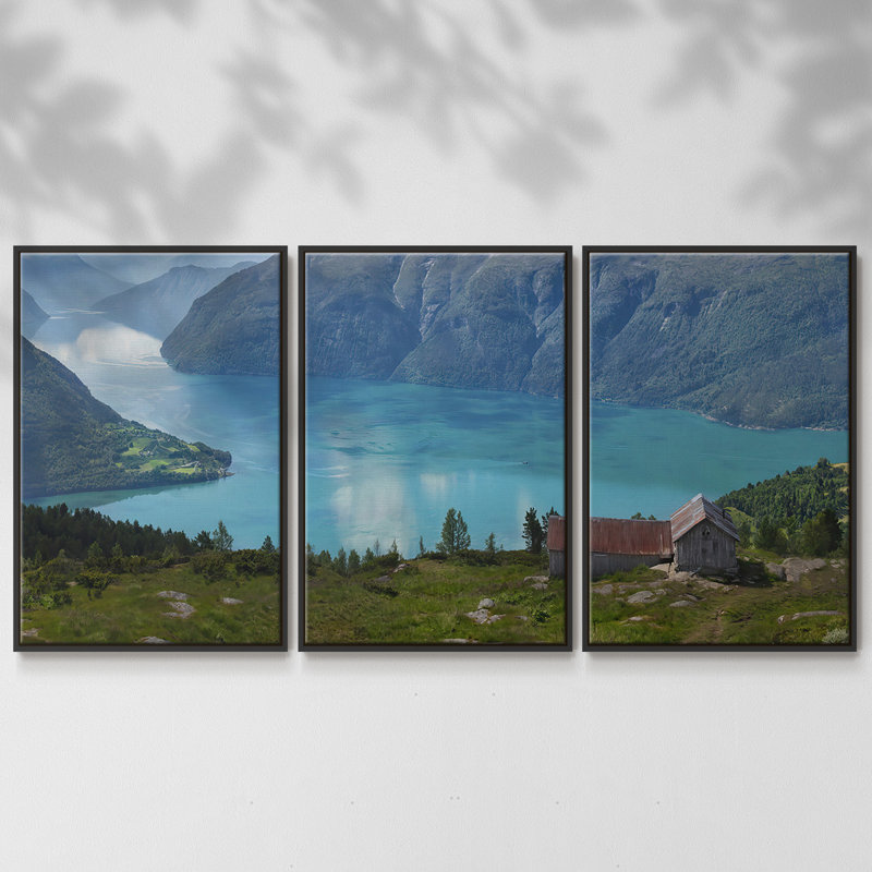 «Reflection II», reproduction sur toile 3 pièces, H 24 po x l 48 po x P 2 po, Noir