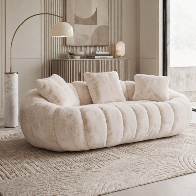 Floral-shaped sofa, ultra-soft faux fur sofa