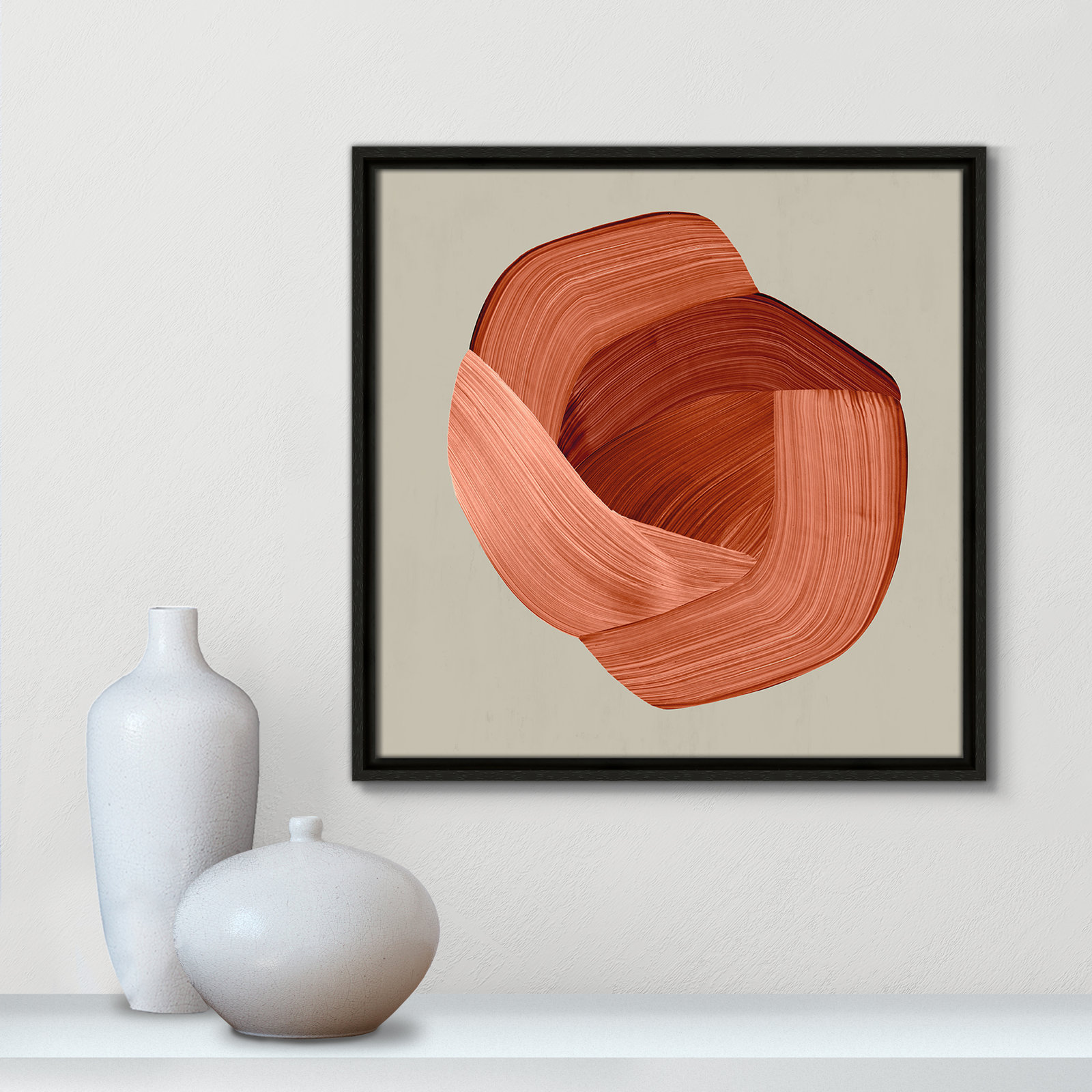 Crema - Floater Frame Painting Print on Canvas, 17.5" H x 17.5" W x 2" D, Espresso Framed