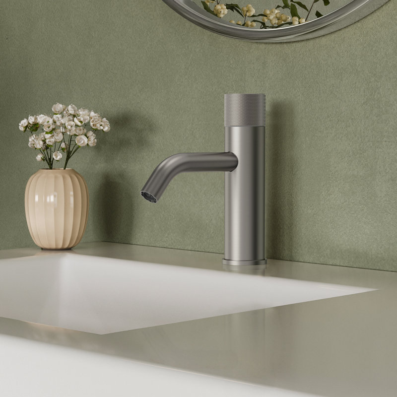 Robinet de salle de bain à un trou, robinet de salle de bain à poignée simple avec drain, Nickel brossé