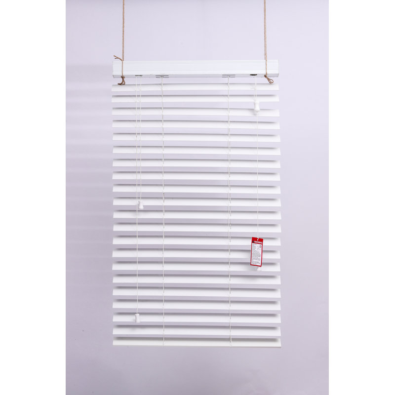 Faux Wood Blinds PVC Venetian Window Blinds Moisture Resistant Corded Light Filtering for Kitchen Bathroom Bedroom, White